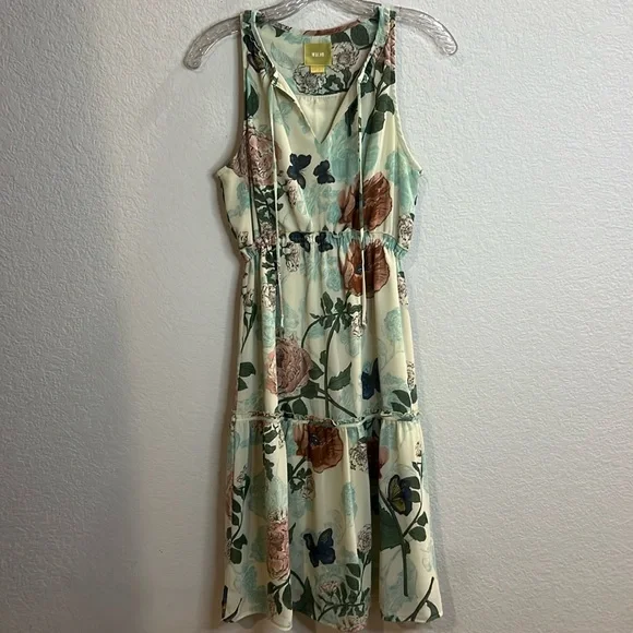 Anthropologie Maeve floral dress women's size 2 ruffle spring wedding butterfly - Picture 1 of 7